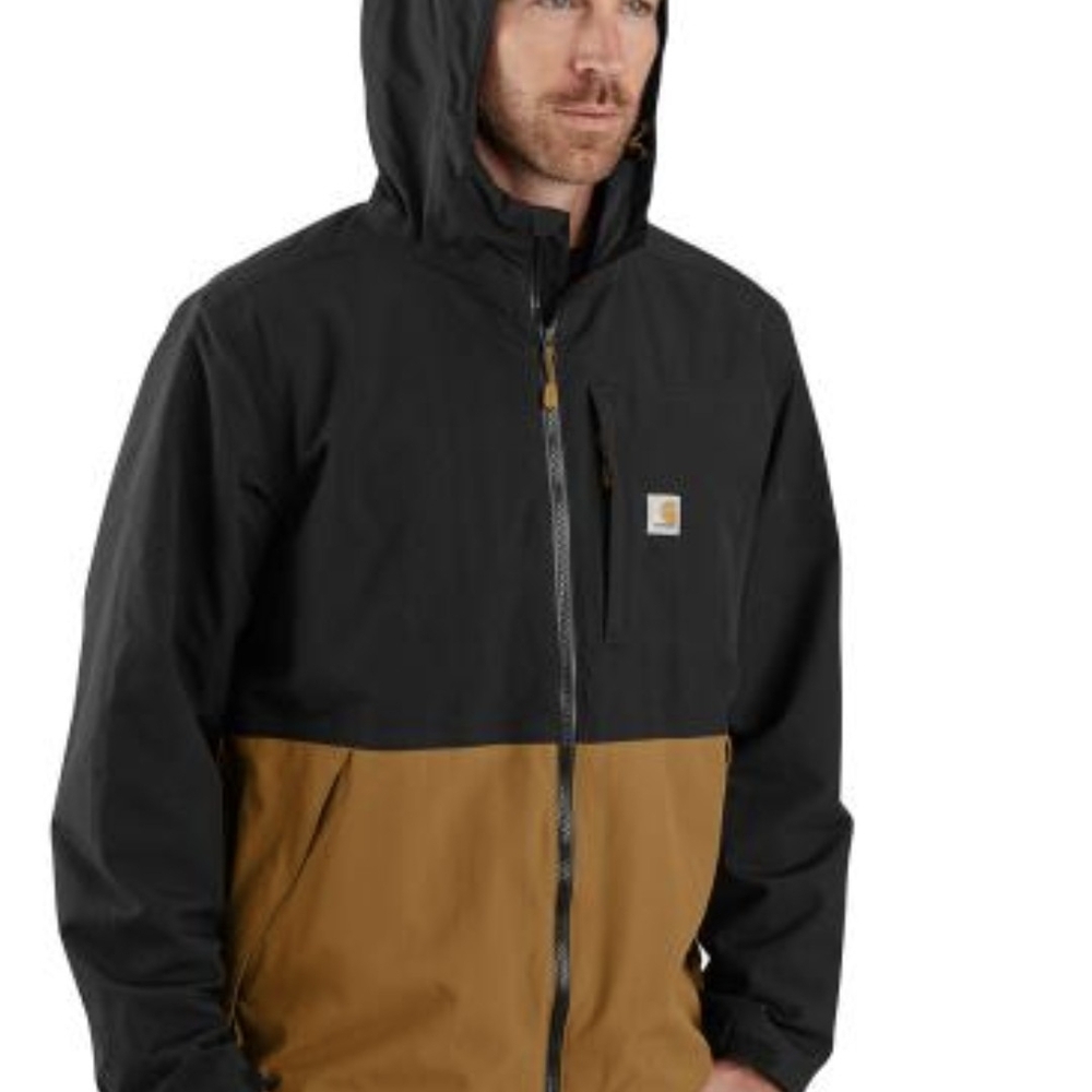 Carhartt Men's Black and Brown Hooded Jacket